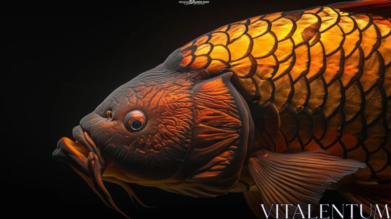 Close-up of Stunning Koi Fish in Vibrant Orange and Black AI Image