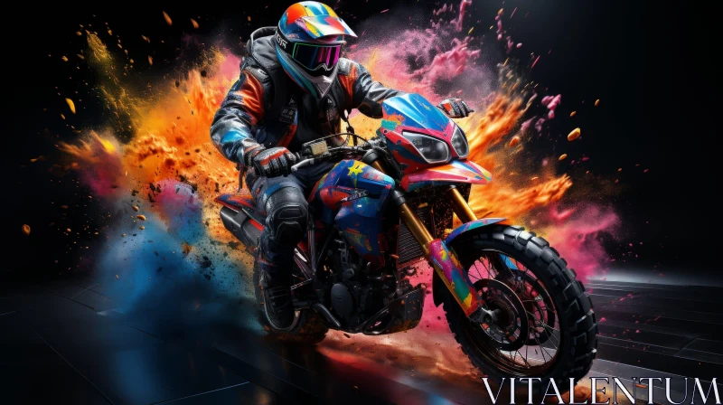 AI ART Colorful Motorcycle Rider Adventure