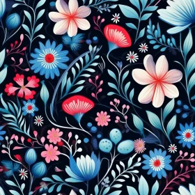 Elegant Floral Pattern on Dark Blue Background