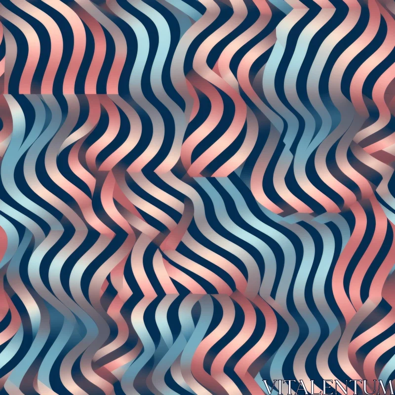 AI ART Energetic Pink, Blue, and Black Wave Pattern