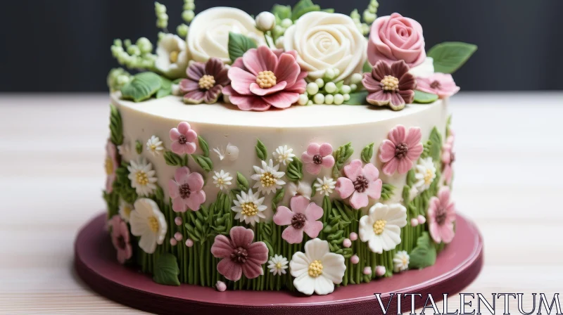 AI ART Exquisite Flower Decorated Cake