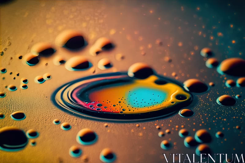 Hyper-Realistic Oil Painting of Small Drops on a Surface AI Image