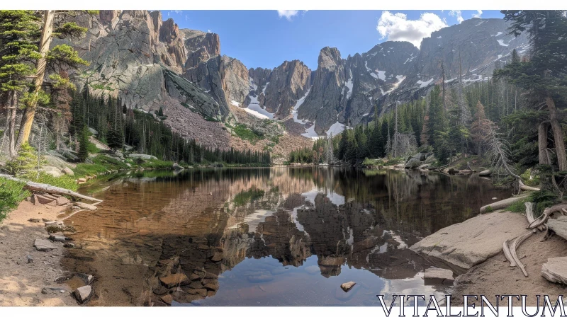 Mountain Lake Landscape in Rocky Mountain National Park AI Image