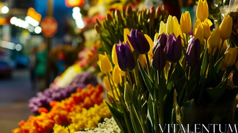 Beautiful Bouquet of Tulips in Various Colors AI Image