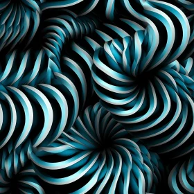 Blue and White Twisted Shapes - Abstract 3D Rendering