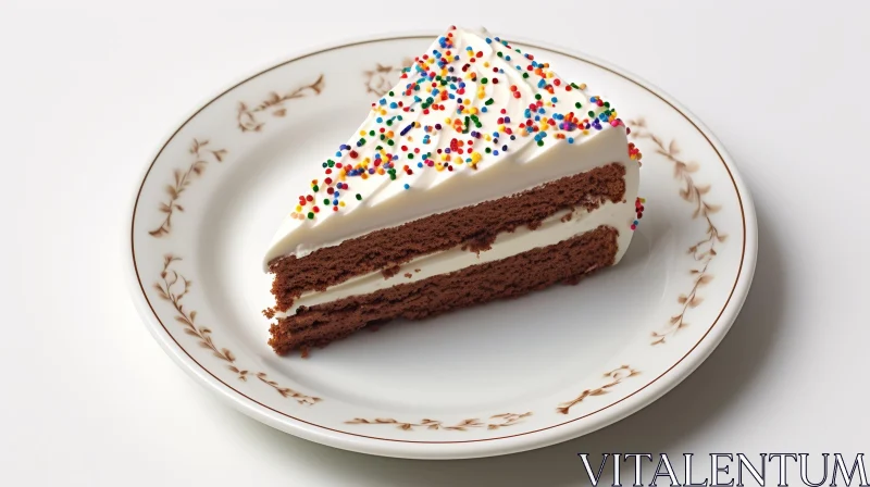 Delicious Chocolate Cake Slice with White Frosting AI Image
