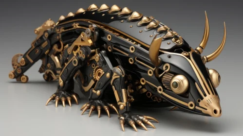 Golden Robotic Creature: A Fusion of Nature and Mechanism