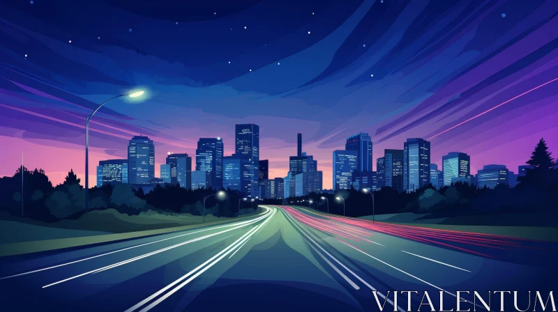 AI ART Night Cityscape Digital Painting