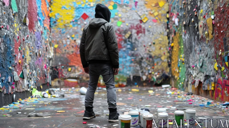 Urban Street Art: Captivating Graffiti in an Alleyway AI Image