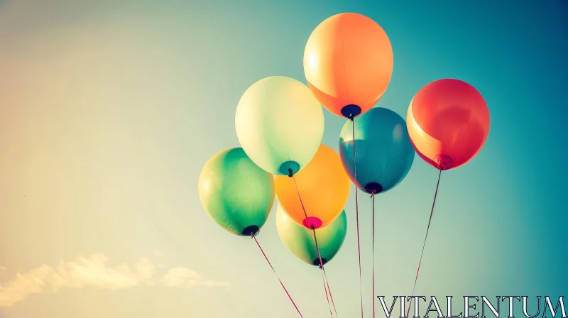 Colorful Balloons Flying in the Sky AI Image