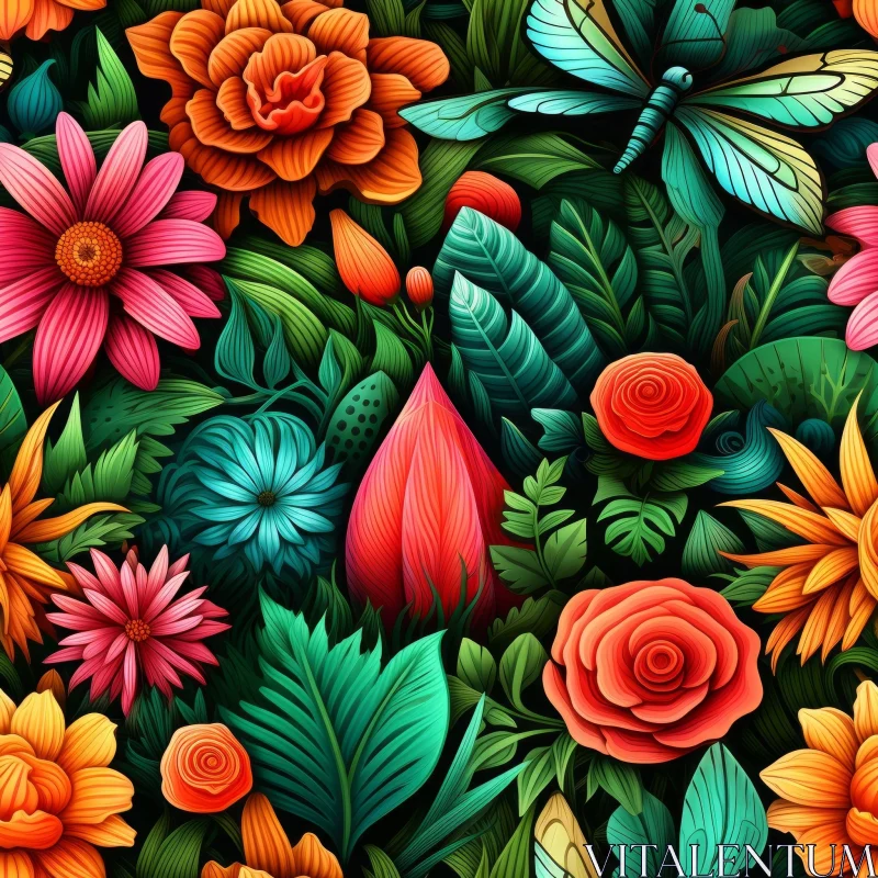Colorful Floral Seamless Pattern for Design AI Image