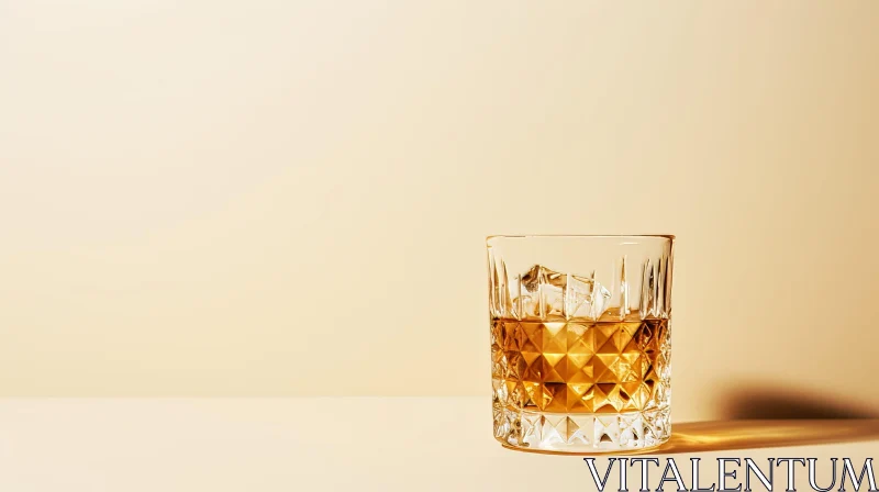 AI ART Glass of Whiskey on Beige Background