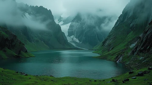 Majestic Mountain Lake Landscape Photo