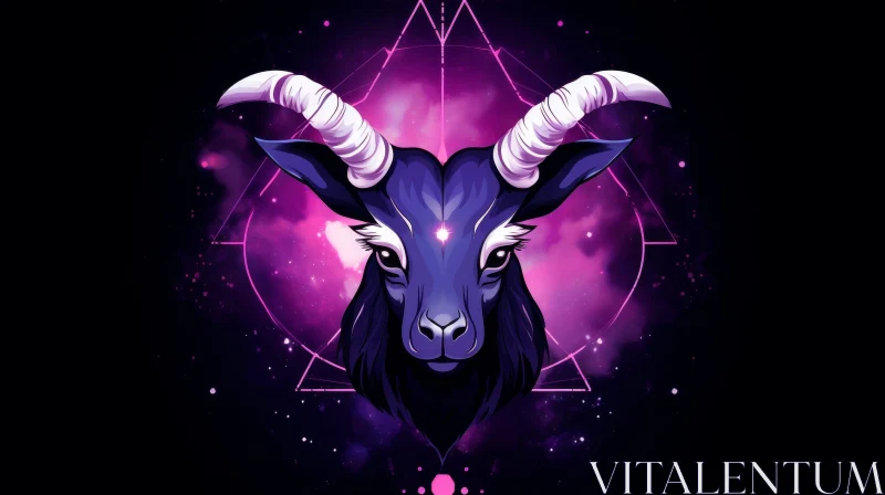 Realistic Goat's Head Digital Illustration AI Image