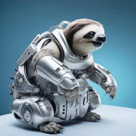 Robot Sloth in Space Suit: A Futuristic Wildlife Portrait