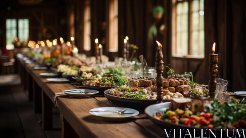 Rustic Feast - A Cabincore Styled Banquet with Historical Charm AI Image