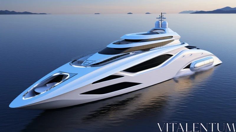 Sleek Futuristic Yacht Design AI Image