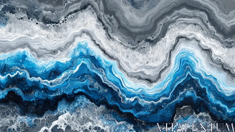Soothing Abstract Painting with Blue and White Background AI Image