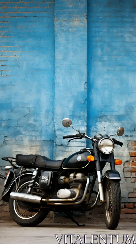 Vintage Black Jawa 350 Motorcycle Parked - Retro Transport AI Image
