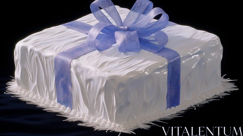 White Cake Present Decoration on Black Background AI Image
