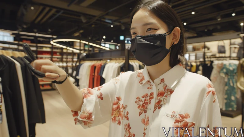 Young Woman in Clothing Store - Fashion Image AI Image