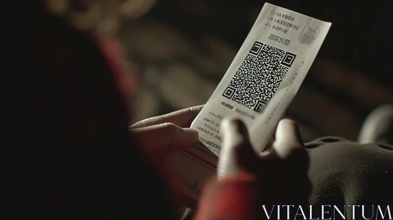 Close-up of Person Holding Train Ticket with QR Code AI Image