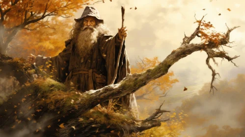 Enigmatic Wizard in Forest