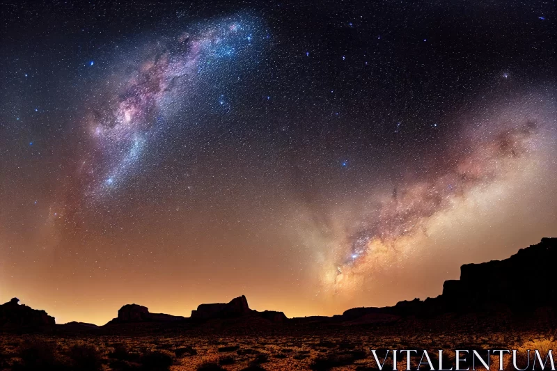 Transcendental Milky Way Above Desert Landscape - Captivating Skylines AI Image