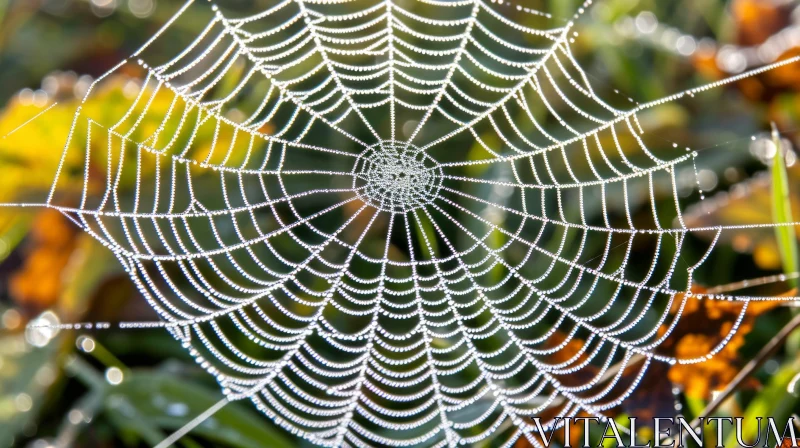 Captivating Spider Web with Dew - Nature Photography AI Image
