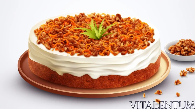 AI ART Delicious Carrot Cake with Cream Cheese Frosting and Walnuts