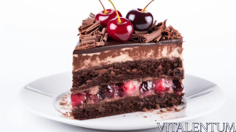 AI ART Delicious Chocolate Cake with Cherries - Close-Up Image