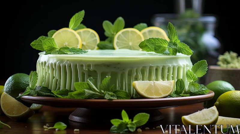Delicious Lime Cake with Green Icing AI Image