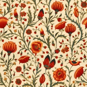 Elegant Floral Pattern in Red, Orange, and Yellow