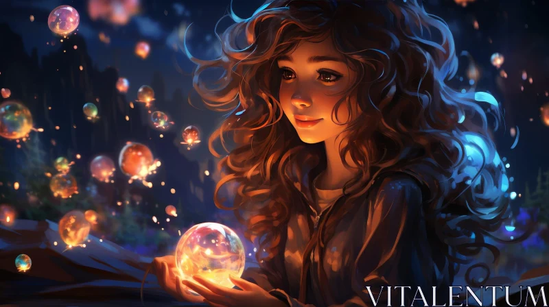 AI ART Enigmatic Portrait of a Woman with Glowing Orb
