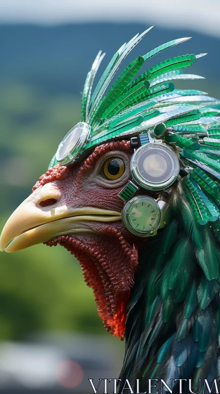 Steampunk Rooster: A Fusion of Nature and Technological Wonders AI Image