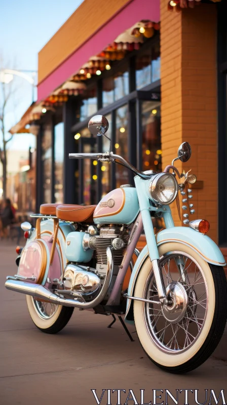 Vintage Motorcycle on City Street AI Image