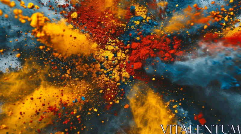 Colorful Powder Explosion Art on Black Background AI Image