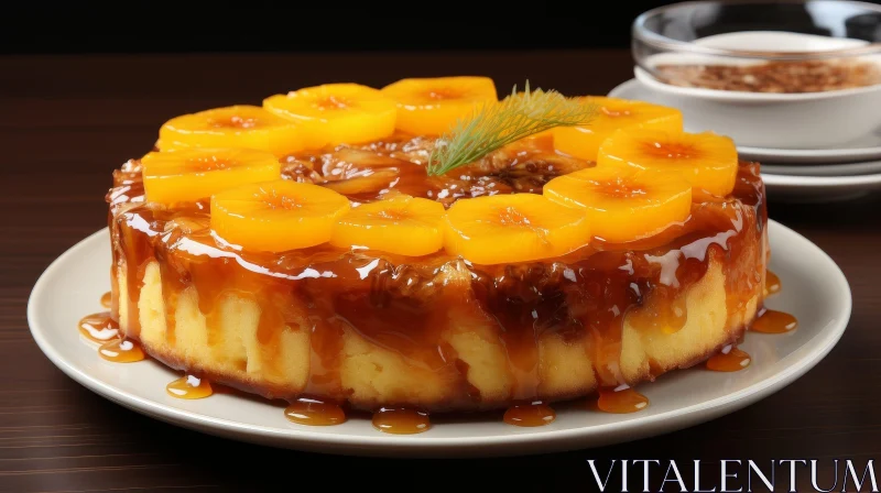 Delicious Cake with Apricot Slices and Glaze AI Image