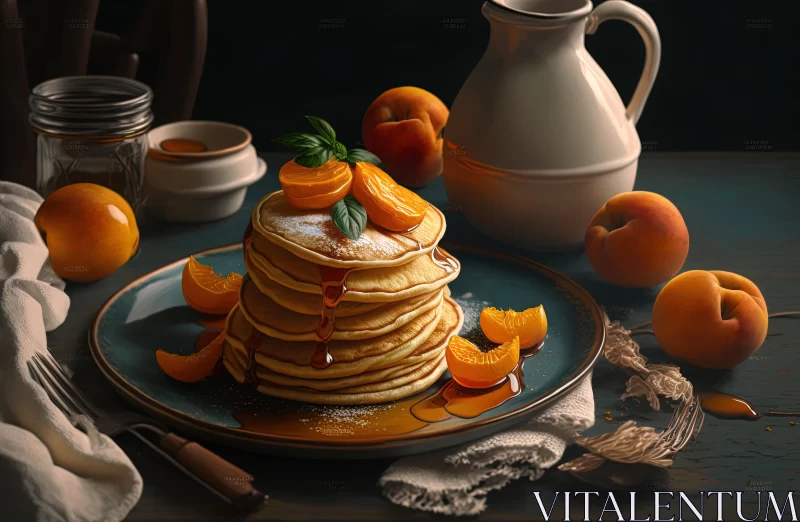 Meticulously Rendered Pancakes: A Photorealistic Delight AI Image