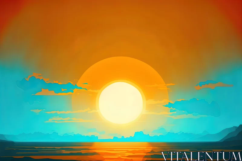 Surrealistic Sunrise over the Ocean | High Detailed Artwork AI Image