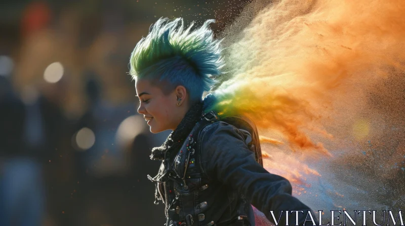 Vibrant Mohawk Hairstyle: A Captivating Image of Youth and Freedom AI Image