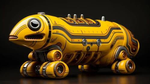 Yellow Robot Concept Art: A Fusion of Futurism and Mesoamerican Influences