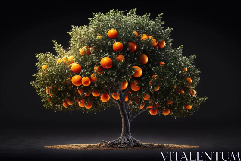 3D Orange Tree Rendering with Powerful Symbolism and Meticulous Detailing AI Image