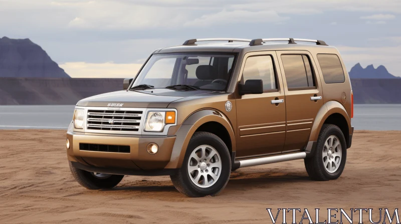 Captivating 2010 Ford Expedition: Beach Parking with Modern and Pseudo-Infrared Style AI Image