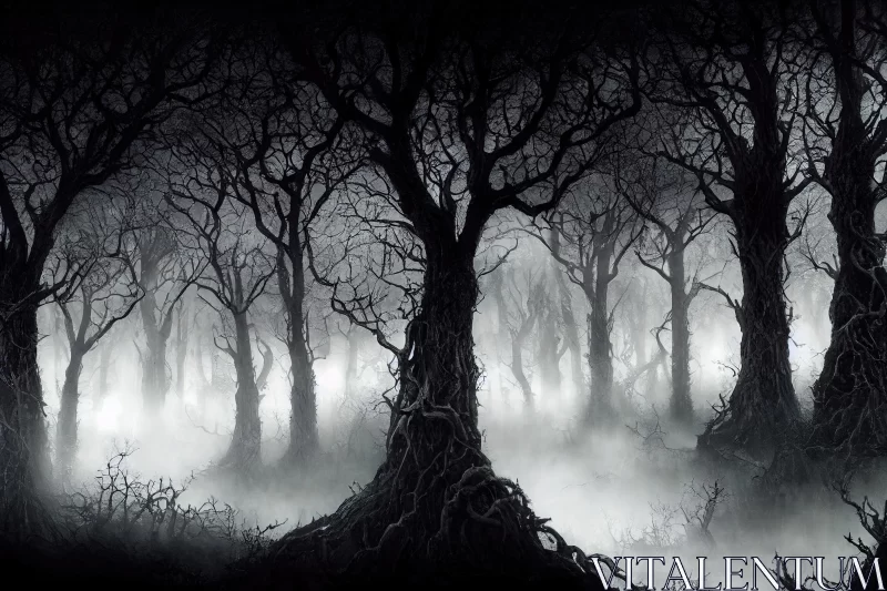 Dark and Macabre Forest Illustration | Highly Detailed Artwork AI Image
