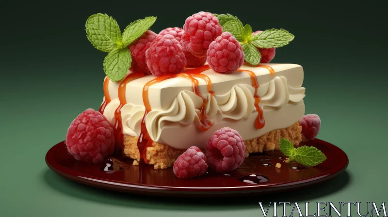 Delicious Cheesecake with Raspberry Topping AI Image