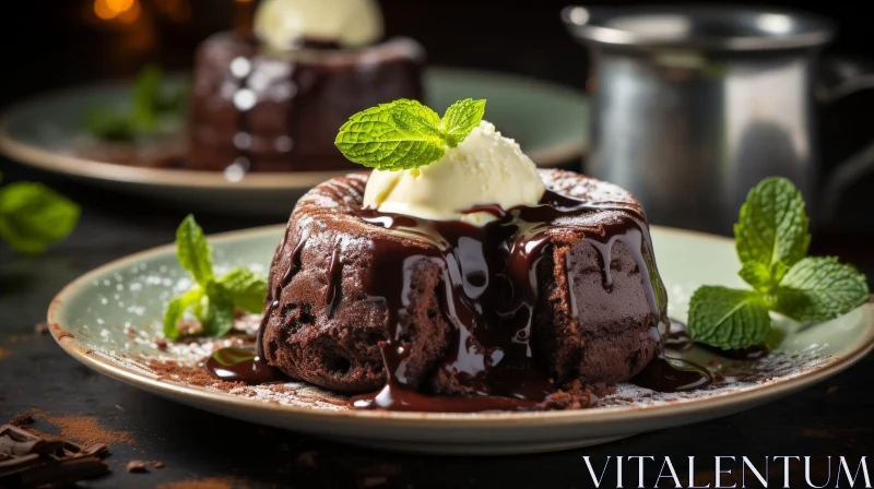 Delicious Chocolate Fondant with Vanilla Ice Cream AI Image