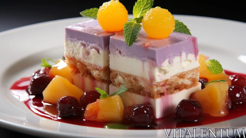 Delicious Dessert on White Plate AI Image