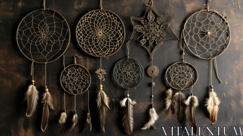Dreamcatchers: A Captivating Collection of Metal Rings, Leather, and Feathers AI Image