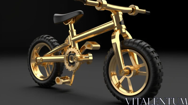 AI ART Gold Children's Bicycle 3D Rendering